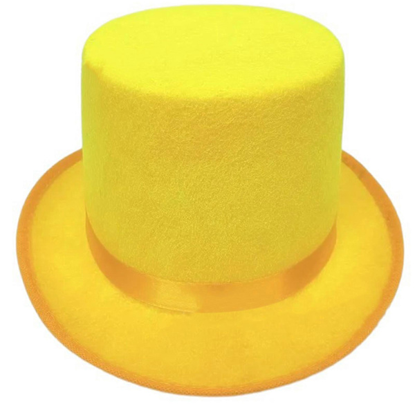 Rollspels Magikerhatt Platt Topphatt för Vuxen Rund Hatt Scenshow Huvudbonad Maskerader Hög Hatt Manlig Gentleman Hatt Gul L Yellow L