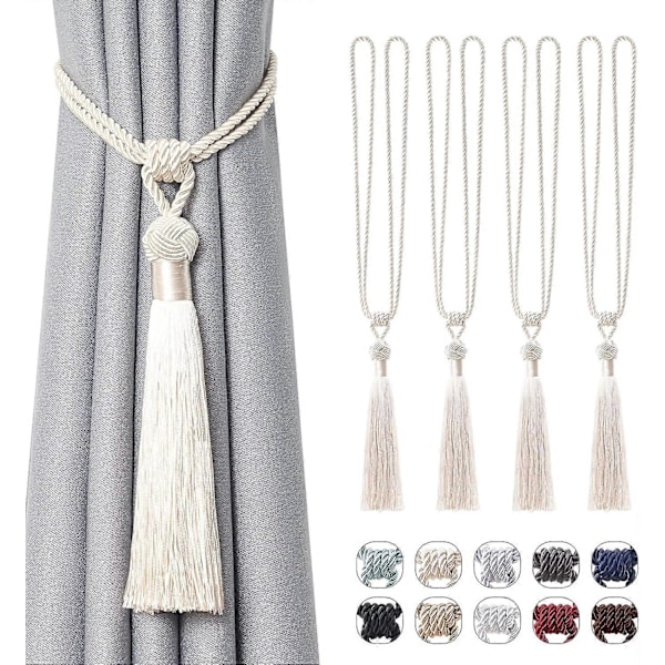 lly 2 kpl Pitkät Hapsunauhat Verhoille Käsintehdyt Punotut Köysisolmut Verhojen Kiinnikkeet Eurooppalaiseen Tyyliin Koristeelliset Verhonpidikkeet Kotiin ja Toimistoon Tuulta Vastaan Beige 4 Pack