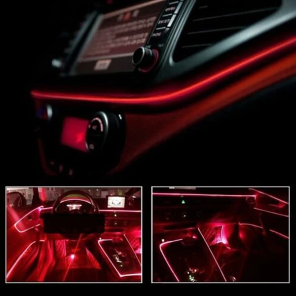 2-meters rød LED bil interiør dekorativ ambient lysstripe tilbehør red