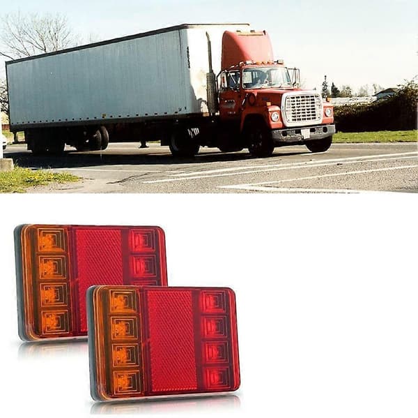 Bilbaklys 2 stk 12V 8 LED baklys 6 funksjoner tilhenger campingvogn lastebil baklampe