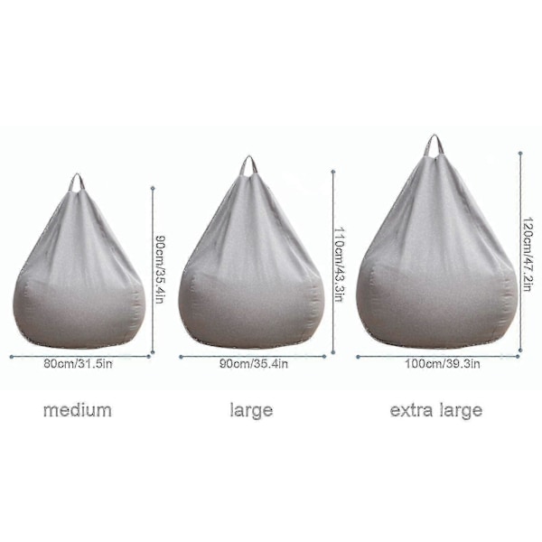 Uusi Erittäin Suuri Säkkituoli Sohvan Päällinen Sisäkäyttöön Lazy Lounger Aikuisille Lapsille Hotsale! Gray 100 * 120cm