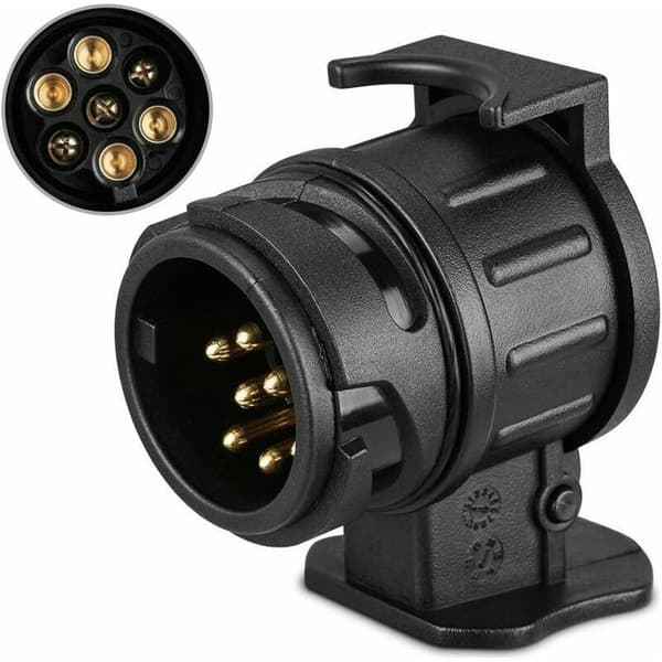 13-polet til 7-polet trækadapter til campingvogn, lastbil, trailer. Vandtæt, 12V