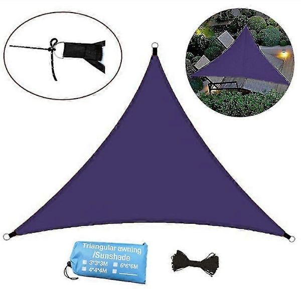 Trekantet Solsejl Baldakin Patio Vandtæt Telt UV-Blokerende Markise Til Have Baghave Dark Purple 4x4x4