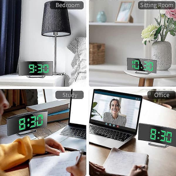 LED Digital Väckarklocka Nätström USB/Batteri Temperatur Stor Spegelskärm Red