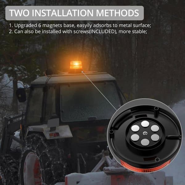 40W Orange LED Roterende Blinkfyr - 1 Enhed - Aluminium og ABS - 7 Blinktilstande - 12V/24V Køretøjer - 12,7cm