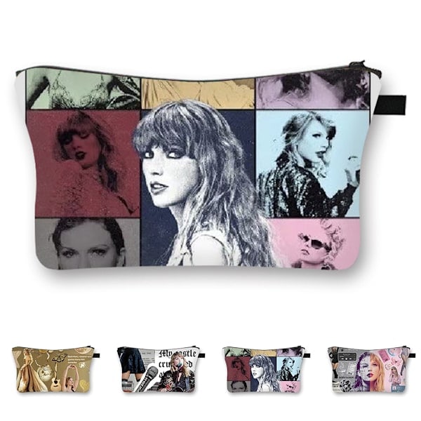 Laulaja Taylor Swift Kosmetiikkipussi Faneille Piirretty Rakkauslahja Matkakosmetiikkipussi Vetoketjullinen Pieni Kosmetiikkipussi Toilettitarvikekassi Lahjat Naisille Teineille A A