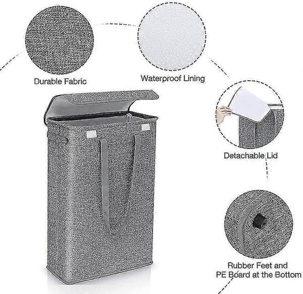 Pyykkikori kannella ja kahvoilla grey