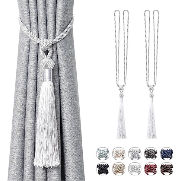 lly 2 kpl Pitkät Hapsunauhat Verhoille Käsintehdyt Punotut Köysisolmut Verhojen Kiinnikkeet Eurooppalaiseen Tyyliin Koristeelliset Verhonpidikkeet Kotiin ja Toimistoon Tuulta Vastaan Silver Grey 2 Pack