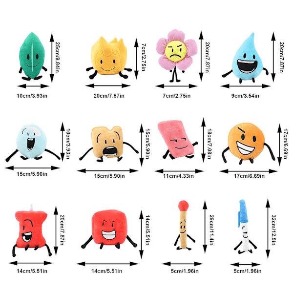 Battle For Dream Island Plyschleksaker Leaf Firey Bfdi Dockor Leksak Barnfödelsedagspresent
