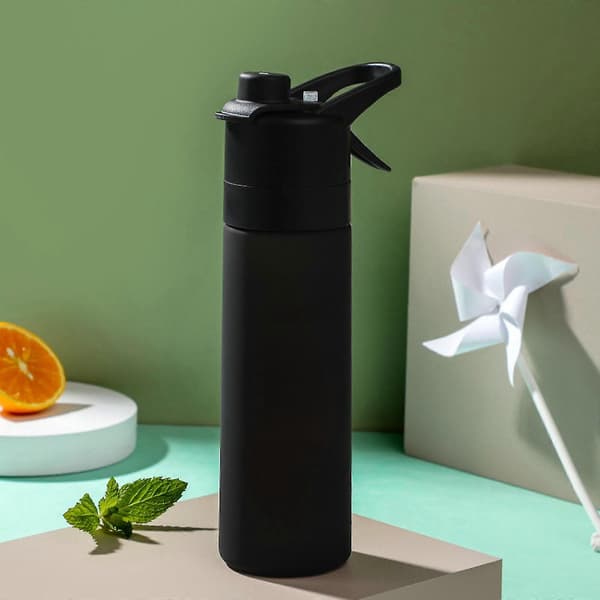 Bärbar 650ML Vattenflaska med Sprayfunktion, Sportvattenflaska med Spraydimma green
