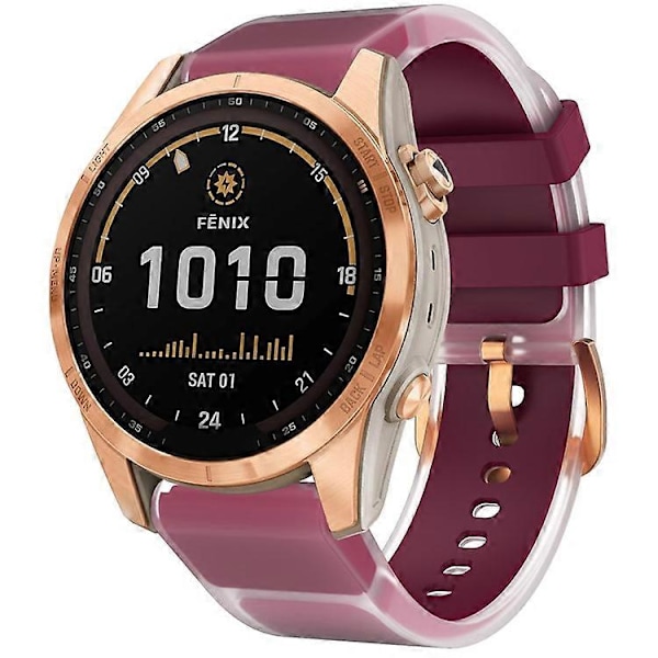 Kompatibel med Garmin Fenix 7S QuickFit 20mm Transparent Design Klockarmband Justerbart Silikonband WineRed