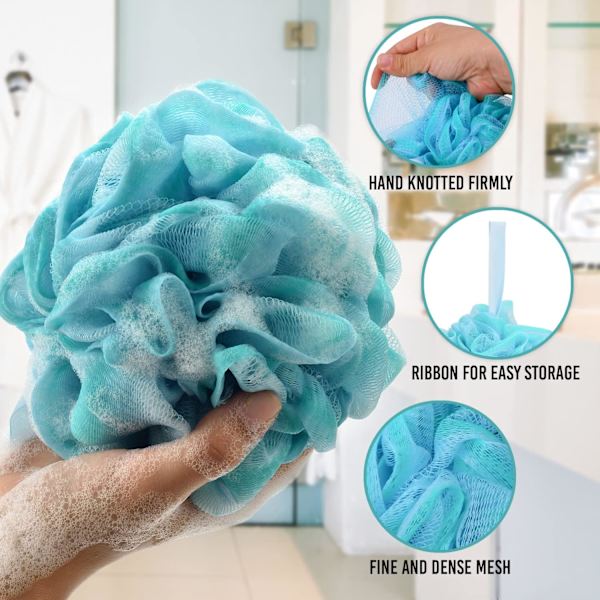 Loofah Exfolierande Badsvamp – 60g/st Extra Stor Duschpuff, Kroppspuff, Duschsvamp, Duschskrubbset om 4