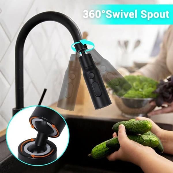 Kranlufter, 360° svingbar kjøkkenkranmunnstykke med 3 spraymoduser, vannbesparende kranlufter, vannbesparende adapter