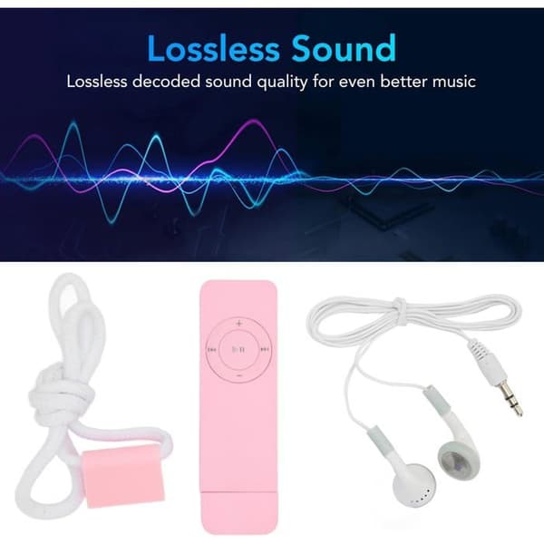MP3-spelare - 1 enhet - Metall - High Fidelity-ljud - Studenter och resor - Rosa