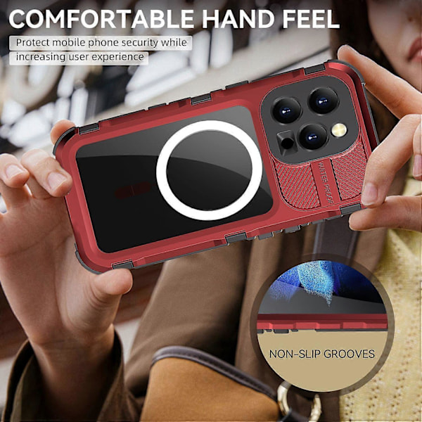 SHELLBOX M Series For iPhone 16 Pro IP68 Vanntett Deksel Metall Dykke Telefondeksel Kompatibel med Ma Multicolor Red