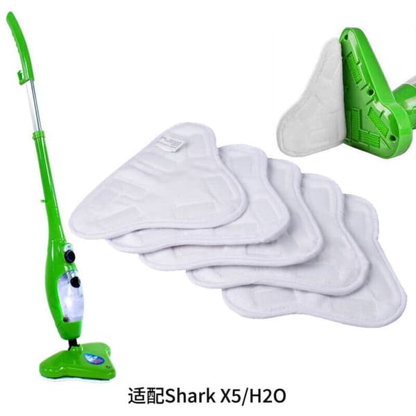 Sæt med 5 vaskbare mikrofiberpuder kompatible med H2O Mop X5 dampmoppen. Effektiv rengøring af hårde gulve.