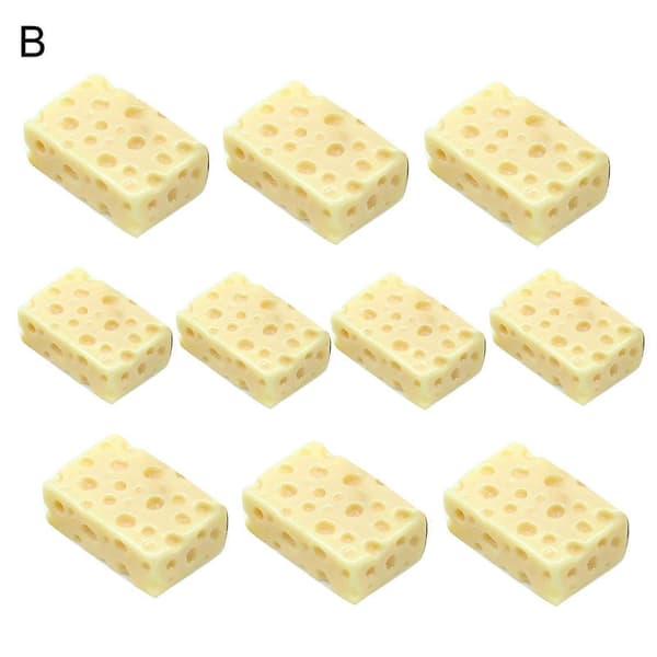 10 stk. Ostbrød Design Miniatyr Matmodell Leker Dukkehus Landskapsdekorasjon B