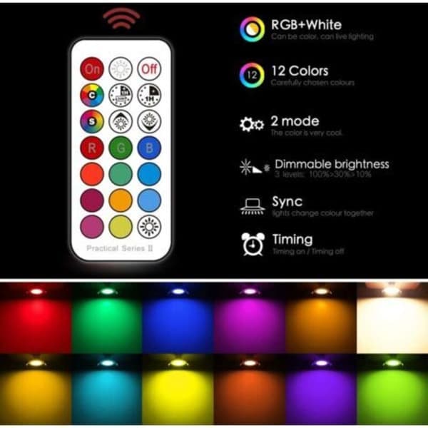 4 upotettavan LED-kohdevalaisimen sarja 10W RGB himmennettävä lämmin valkoinen - Upotettava kohdevalaisin