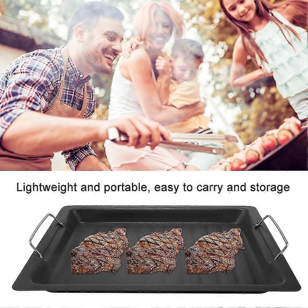 Grillpanne i rustfritt stål med non-stick belegg for BBQ, steking, koking, gryteplate -Yx