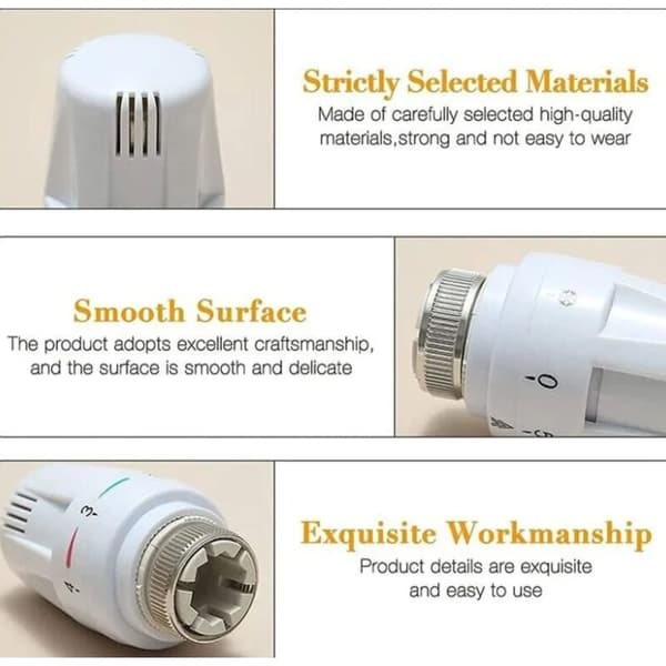 Sett med 4 termostatiske radiatorventilhoder, M 30 x 1,5, erstatningsradiatorventilhoder, termostatiske radiatorventiler