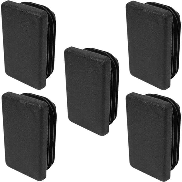 5x rektangulär infälld rörändskydd för stols- och möbelfötter, svart (30x20mm)