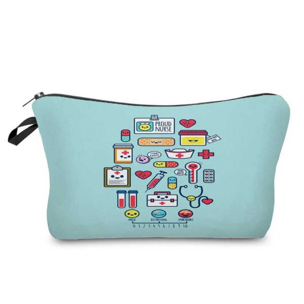 Tegneserie Print Sygeplejerske Kosmetikpose Hospitalslæge Gave Makeuppose Rejse Mini Toilettaske Kvinders Taske Organizer Indsats hz6991 Sygeplejerske Taske hz6991 Nurse Bag