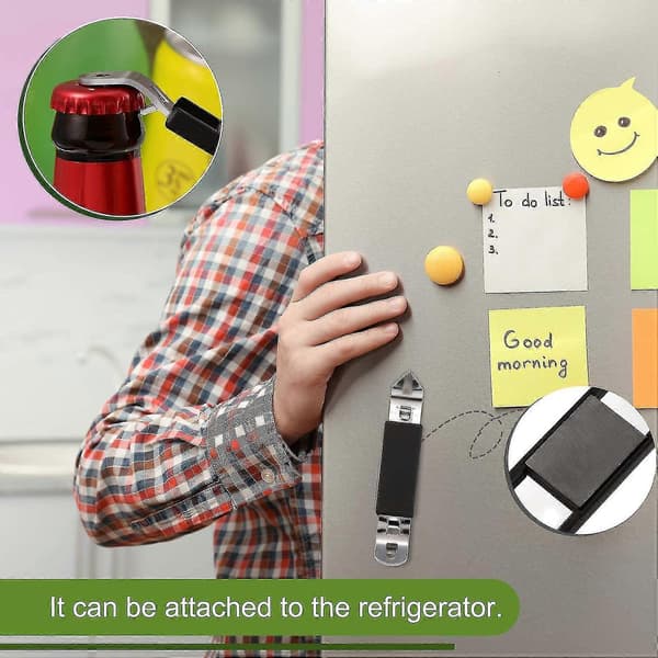 Magnetiske flaskeåbnere Klassisk rustfrit stål punchåbner dåseåbner med magnet til camping og rejser (sort, 4 stk.)