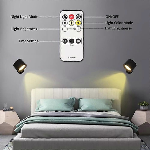 Glowright Lights, Glow Right Væglamper, Dobbeltsidet Lys, 40 timers Maksimal Afladning Wood-Regular model 2PCS