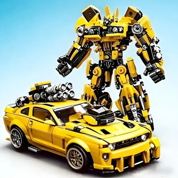 ABS Byggeklodser, 2-i-1 Transformerbart Bilmodelsæt, Ideel Gave til Jul/Halloween/Thanksgiving, Holdbar og Stilfuld Udstillingsstruktur