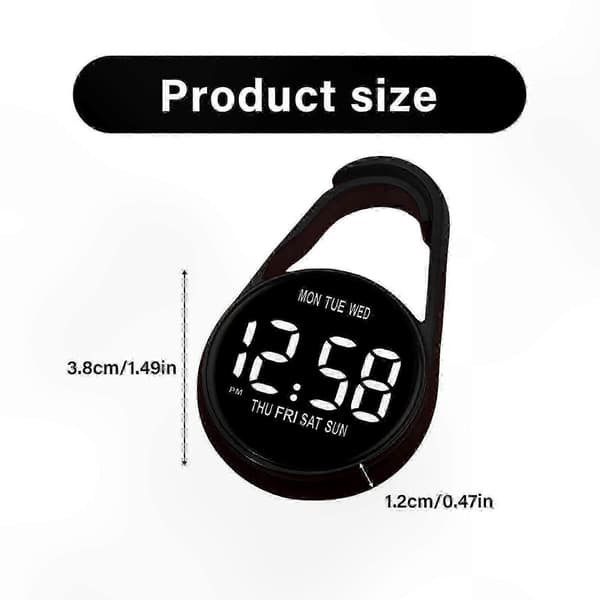 Berøringsskjerm Digitalt Lommeur, Vanntett, Nattlys, ABS, 3,8 cm, for Studenter, Kontor, Reise Grey