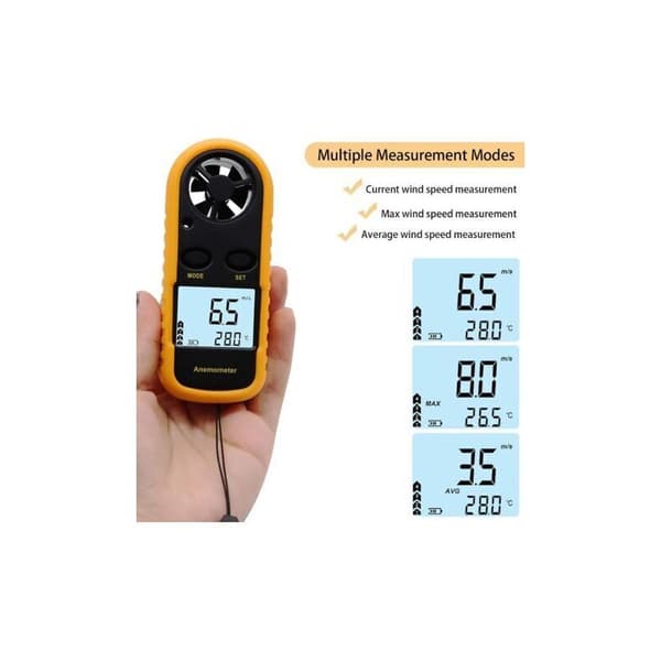 Bærbart Anemometer, Høypresisjons Digitalt Anemometer (±5%) med LCD-bakgrunnsbelysning, Bærbart Anemometer for Utendørs Bruk, HAVC, Droner