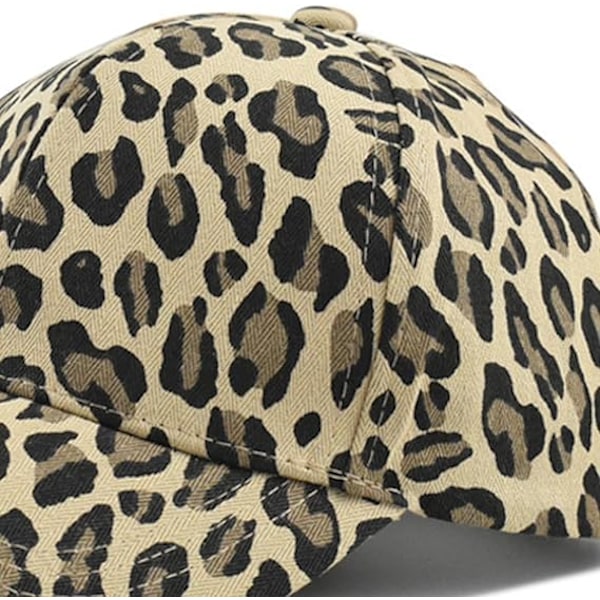 Leopardmönstrad Bomullskeps med Visir Unisex Basebollhatt Solskydd Justerbar Omkrets Anti-UV Kupol Vandring Resa Khaki