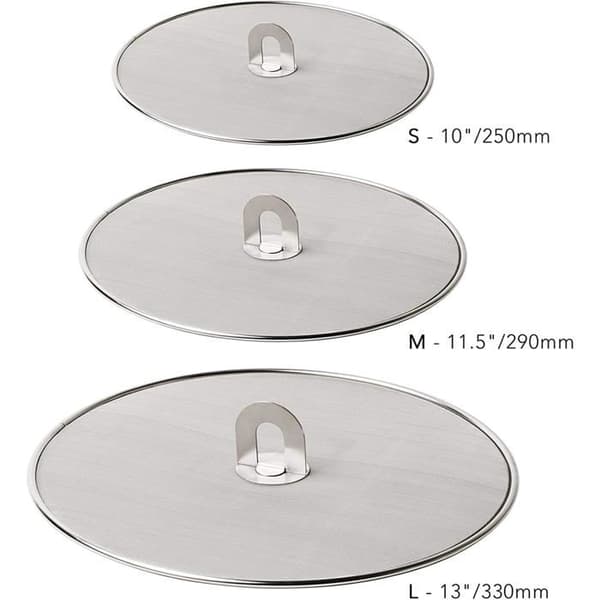 Stænkskærm - Sæt med 3 - Rustfrit Stål - Madlavningsbeskyttelse - Til Stegepander - Diametre 25cm, 29cm