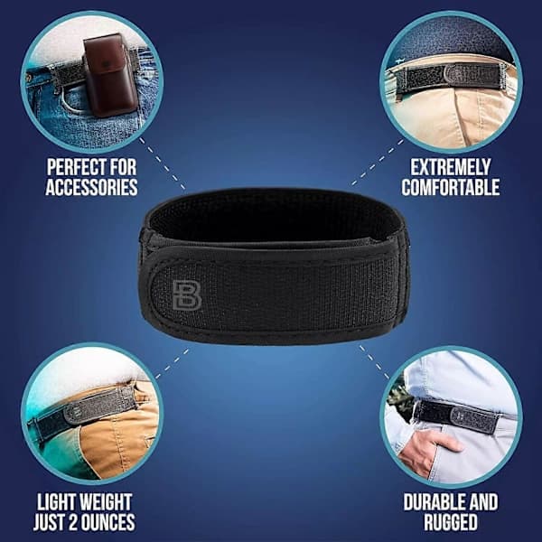 BeltBro Titanium Elastisk Belte Uten Spenne For Menn Passer 1,5 Tommers Beltehemper, Komfort S