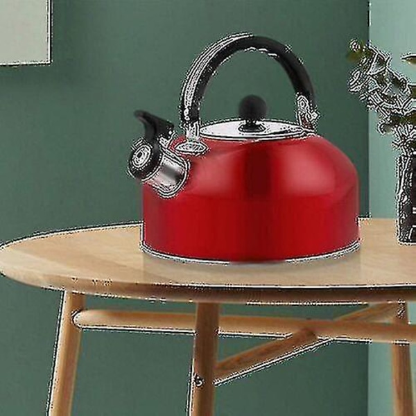 2.0l Vattenkokare med Visselpipa Polerad Kvalitet Rostfritt Stål 2.0 Liter Camping Vattenkokare-hy Red