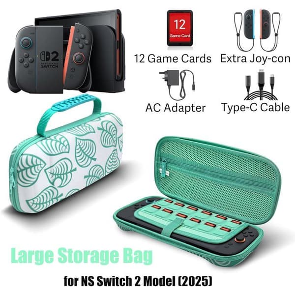 Fodral för Nintendo Switch 2, skyddande väska med plats för 12 spelkassetter, resefodral för Switch 2-konsol