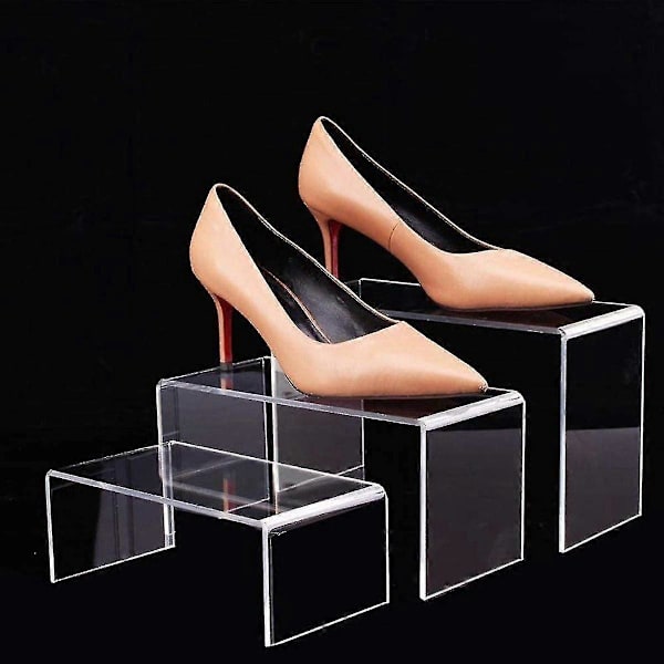 Akryl Display Risers, Klare Rektangel Stande Hylde til Display 6 stk