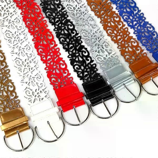 Bälte Modedesign Nytt Superbrett Ihåligt Retrobälte/bälte Ihåligt Bälte Fast Och Slitstarkt Fröken Imitationsläder Mode Silver