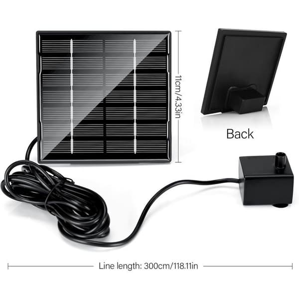 Solfontän 1,5W, Solcellsdriven damm-pump med 6 munstycken, Utomhus solcellsdriven vattenpump med rör, för fågelbad, dammar