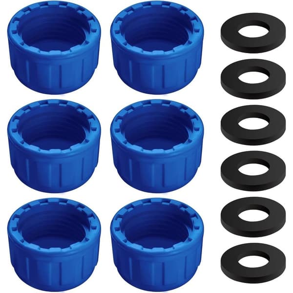 Stykker G1/2 PVC Gevindprop, Sifonrørsstopper, Rund Hun PVC Rørforbinder med Gummiskive, til Forsegling af Samlinger på Tynde Rør, Blå