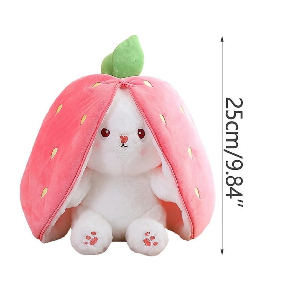 Söt plysch kanin, kram i form av morot/jordgubbe leksakspresent Strawberry Rabbit 18cm