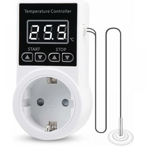 Termostat Digital Temperaturregulator Stik, Varmetermostat med NTC-probe
