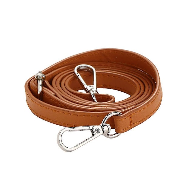 Justerbar Lång Läder Crossbody Axelremsersättning Handväska Bälte Earth yellow  silver buckle