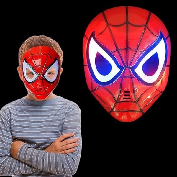 Spider-Man Masker för Barn, Spiderman Mask Lysande Leksak med LED Lysande Ögon Halloween