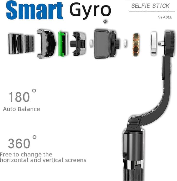 Foto Balanser Trådlös Bluetooth Handhållen Anti-Skak Selfie Stick Vikbart Mini Stativ Fjärrkontroll (Svart)