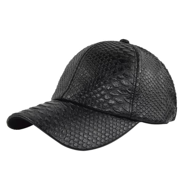 Äkta Läder Unisex Baseballkeps - Baseballkeps med Justerbart Spänne, 100% Ny Black