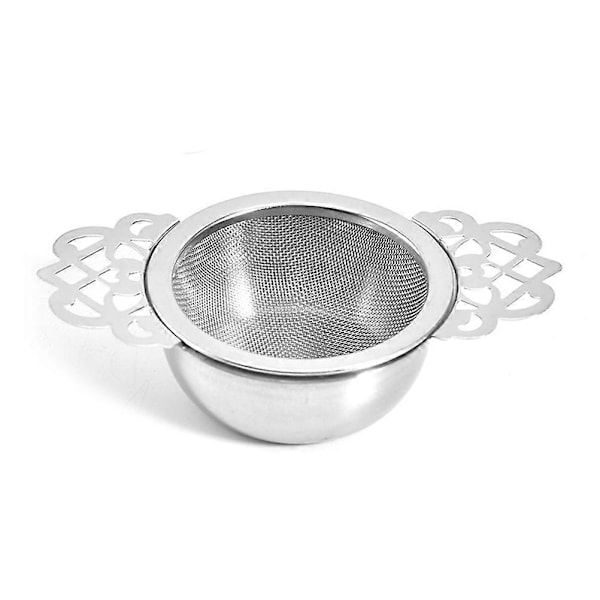 Tesilar med droppskål, tesil i rostfritt stål, tefilter med dubbla vinghandtag