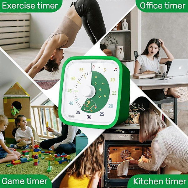 60-minuters visuell timer med skyddsfodral, Dinosaurie-disk-timer för barn och vuxna, tyst nedräkning