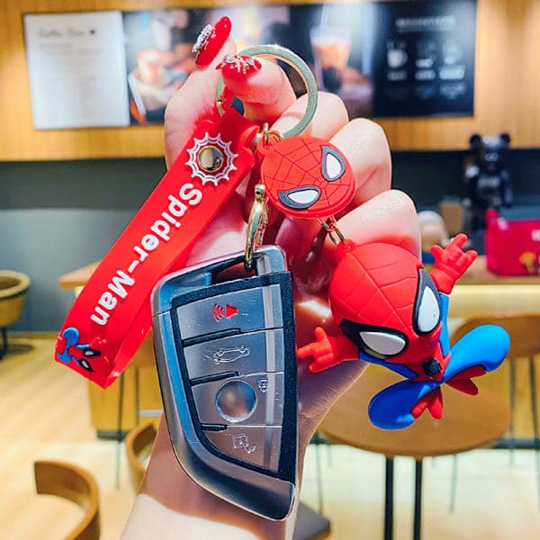 Marvel Spiderman Anime Figurer Nyckelring Tecknad Spindel Docka Ke - i lager Svart