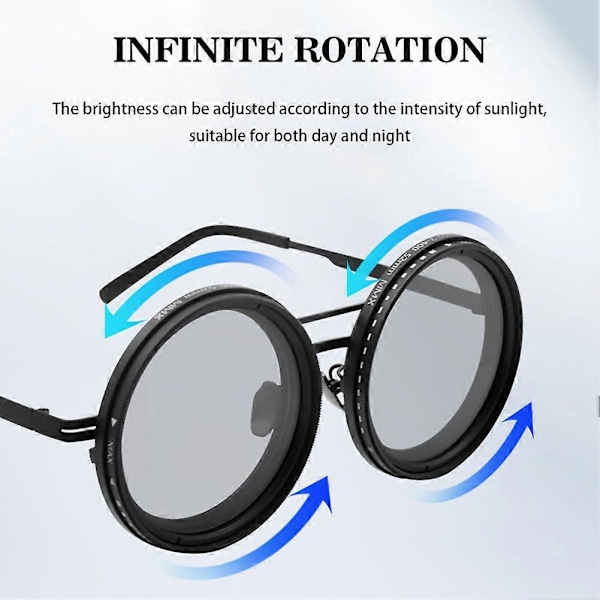 Runda Polariserade Solglasögon, Justerbara Tonade Solglasögon Körglasögon för Män Kvinnor Lightweight 52mm